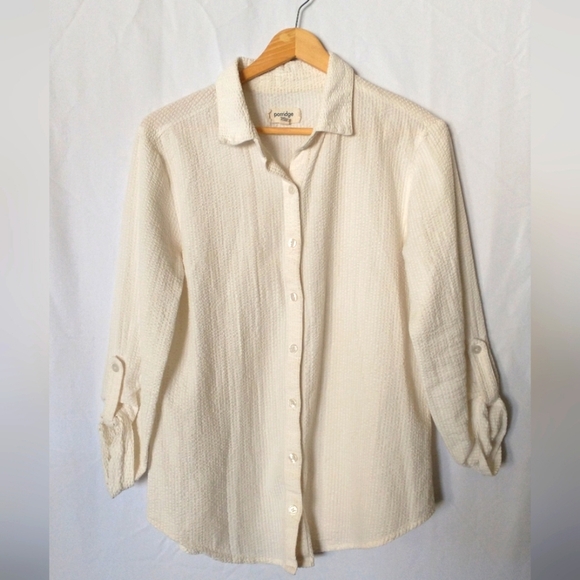 Anthropologie Porridge Button Down Cream Button-Up Shirt XSMALL - Picture 1 of 5